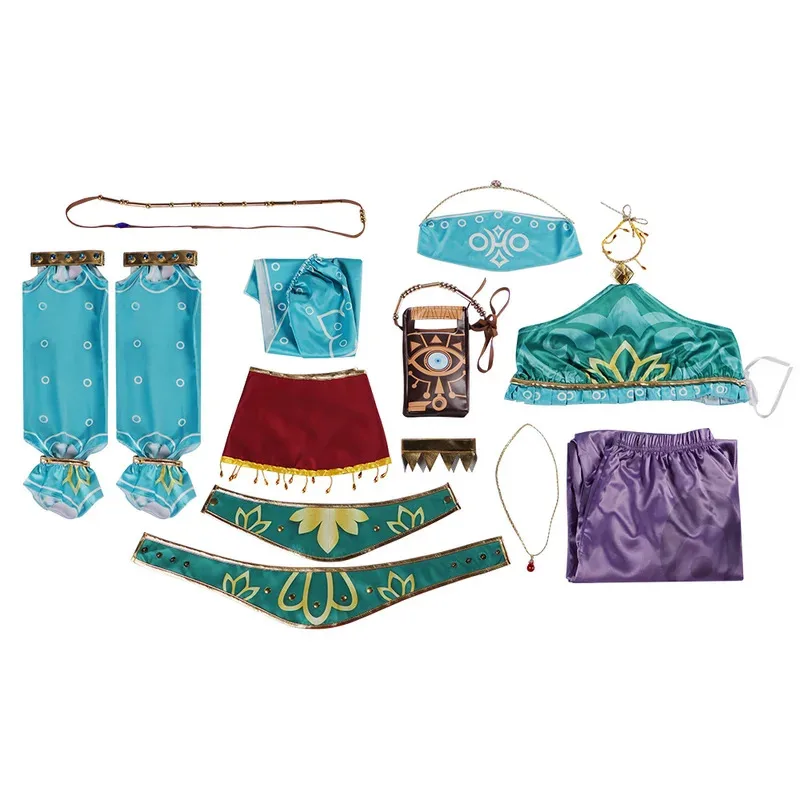 لعبة القراصنة هالوين زي المرأة التنفس البرية Gerudo مجموعة كاملة الزي الزي رابط تأثيري حلي مجموعة كاملة النساء الصحراء