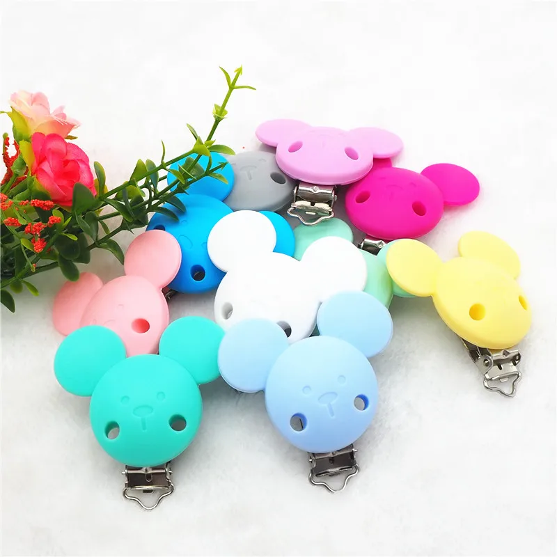 Chengkai 10pcs Silicone Teether Clips DIY Baby Pacifier Dummy Mouse Animal Soother Nursing Jewelry Toy Clips Accessories