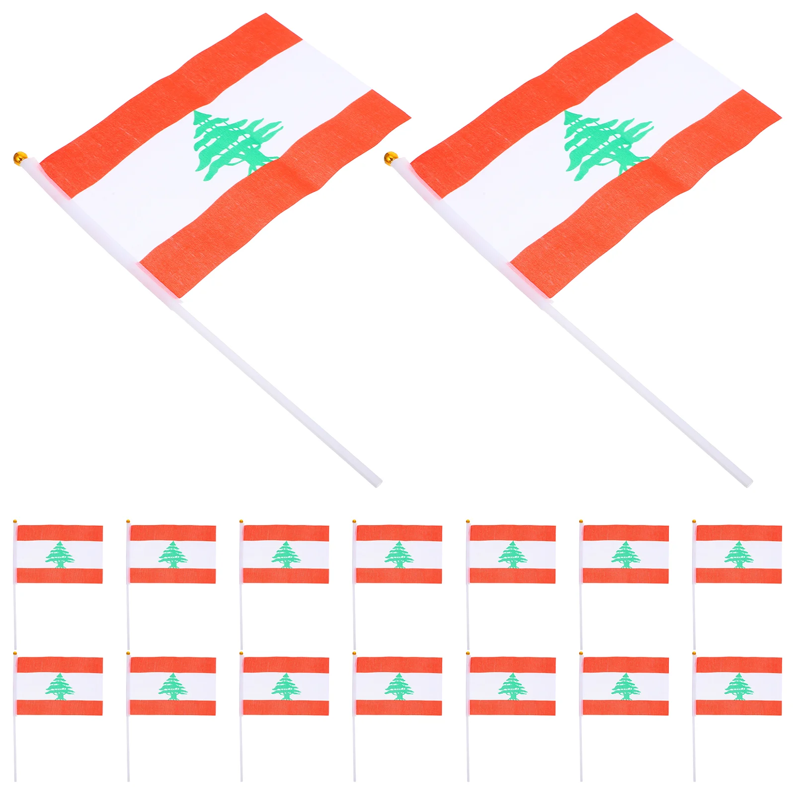 20 Pcs Lebanese Hand Waving Flag Indonesian Stand Lebanon American Mini Freelebanon Polyester with Garden Flags