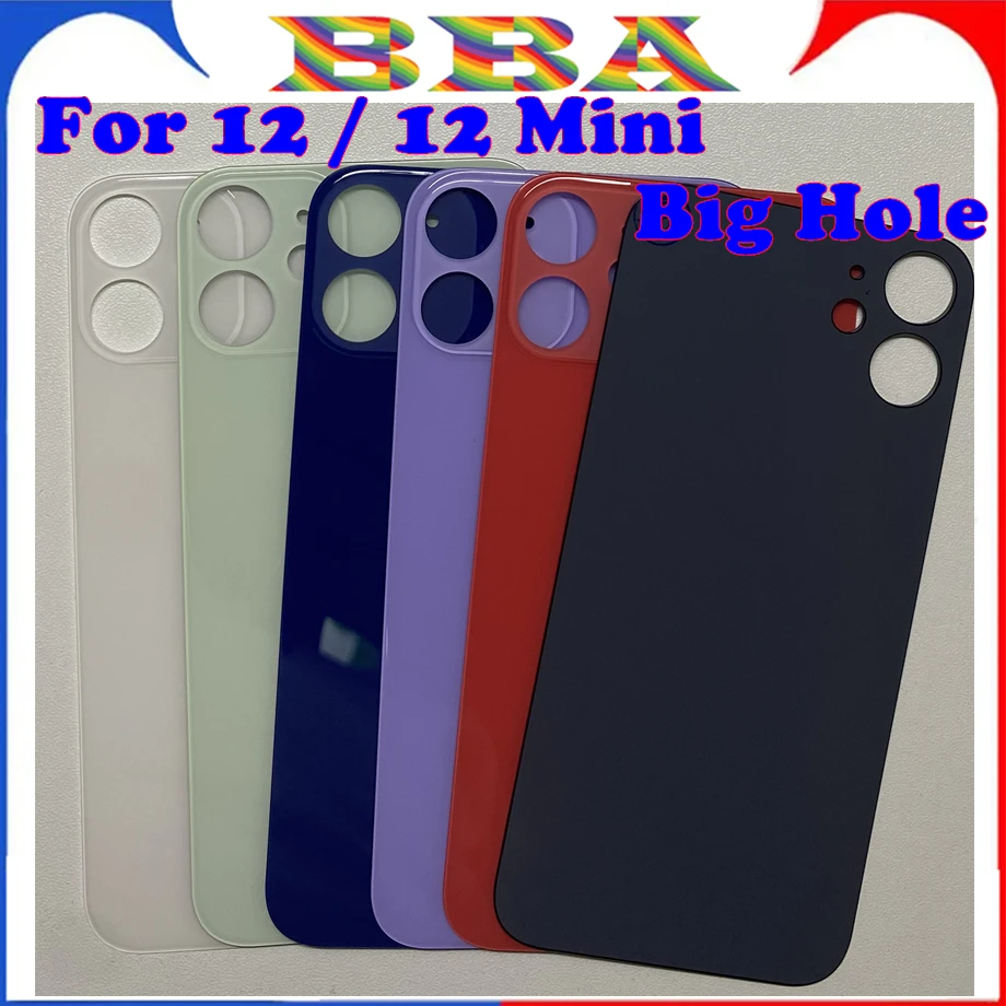 1 adet OEM ve 2 in 1 büyük delik arka cam iphone 12 Mini arka cam arka kapı konut yedek onarım parçaları arka kapak cam