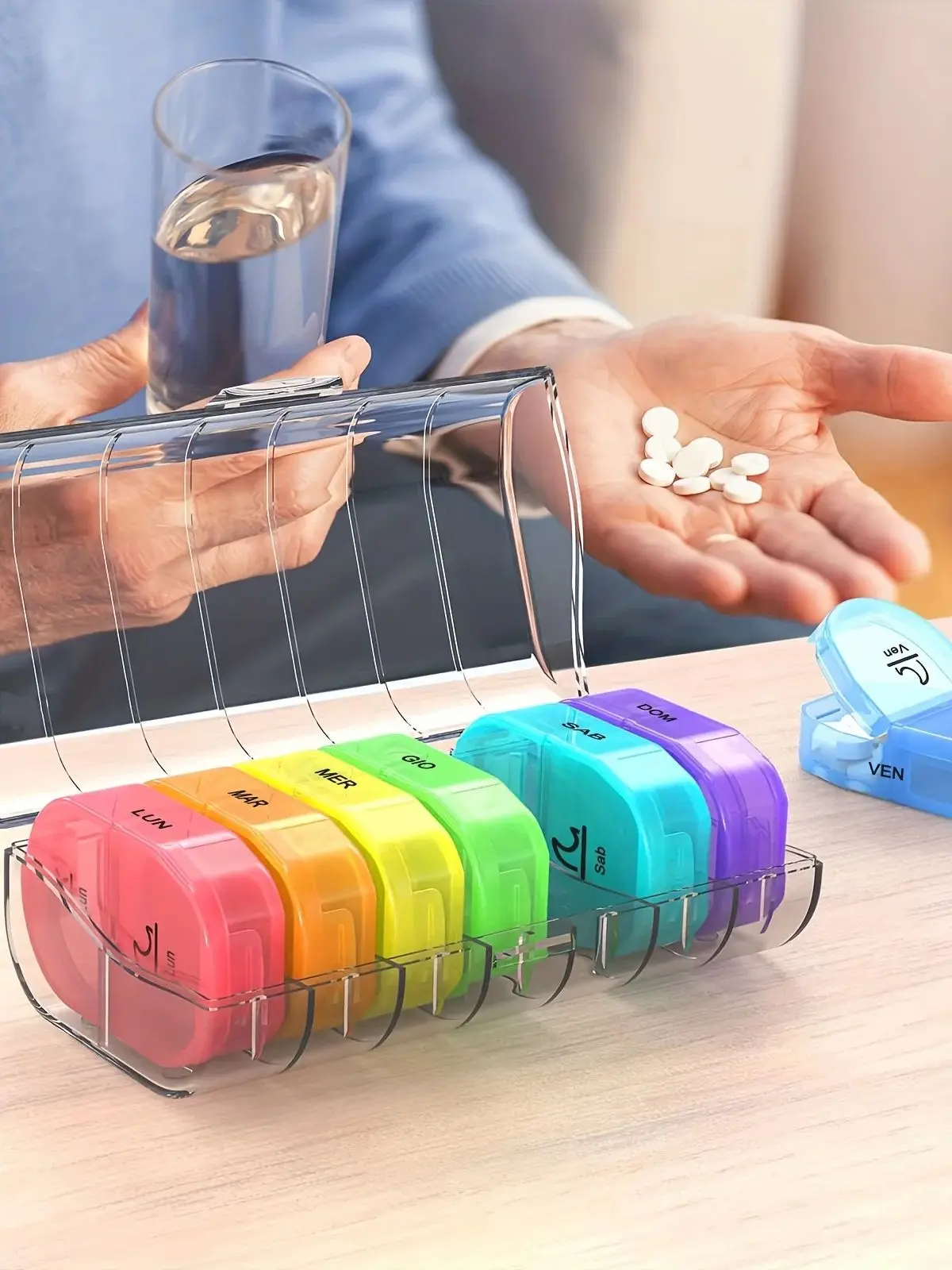 [Impression italienne] Boîte à pilules/tablettes de 7 jours avec 2 compartiments, boîte à médicaments pratique et résistante à l'humidité