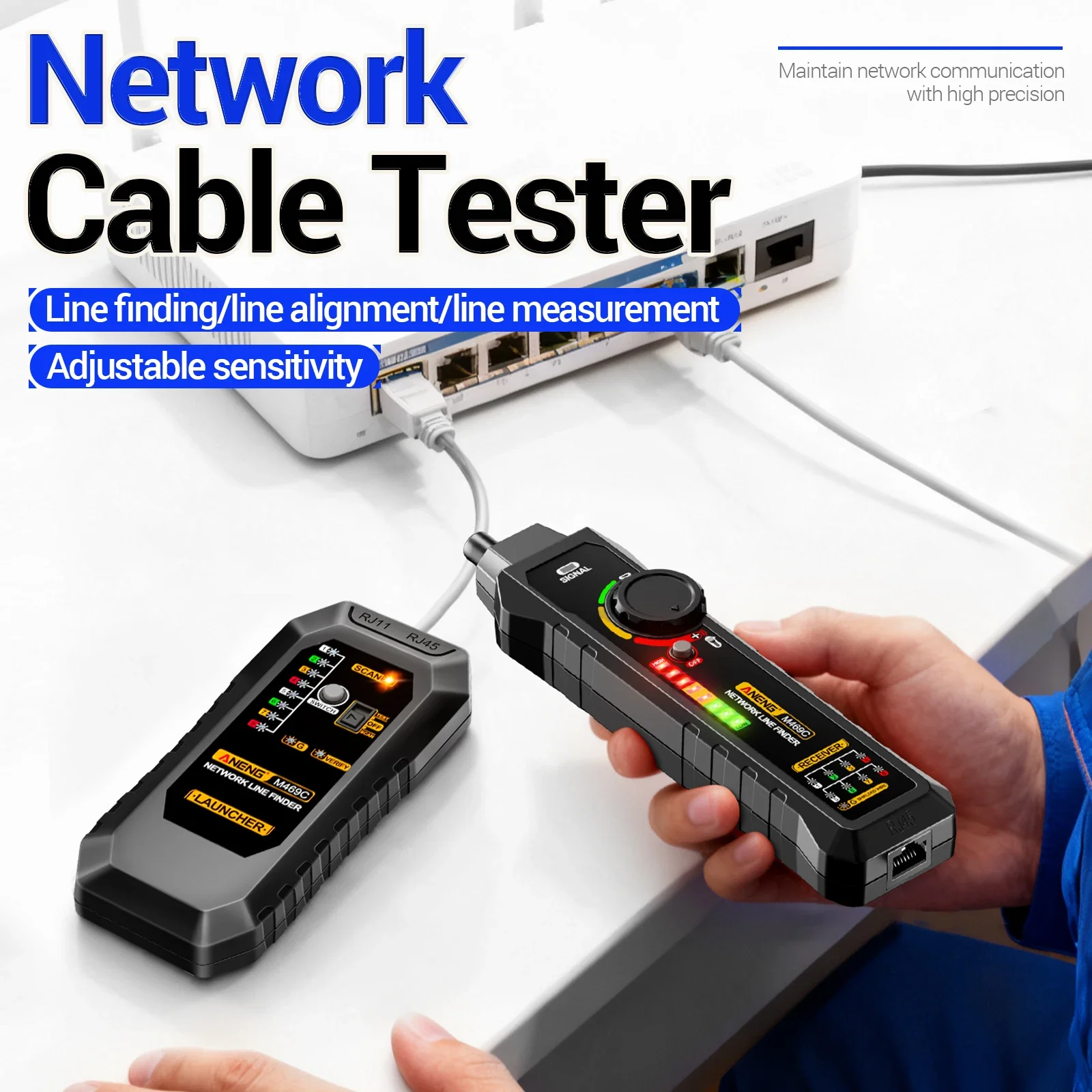 ANENG M469C Network Cable Finder RJ45 RJ11 Cable Tester Wire Tracer Ethernet Telephone Power Cable Open Short Circuit Detection
