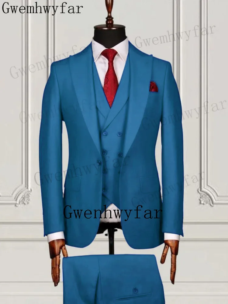 Gwenhwyfar 2023 Summer New British Style Men's Wedding Dress Slim Fitting Jacket Blazer Vest Trousers Elegant Men's Pants Suit