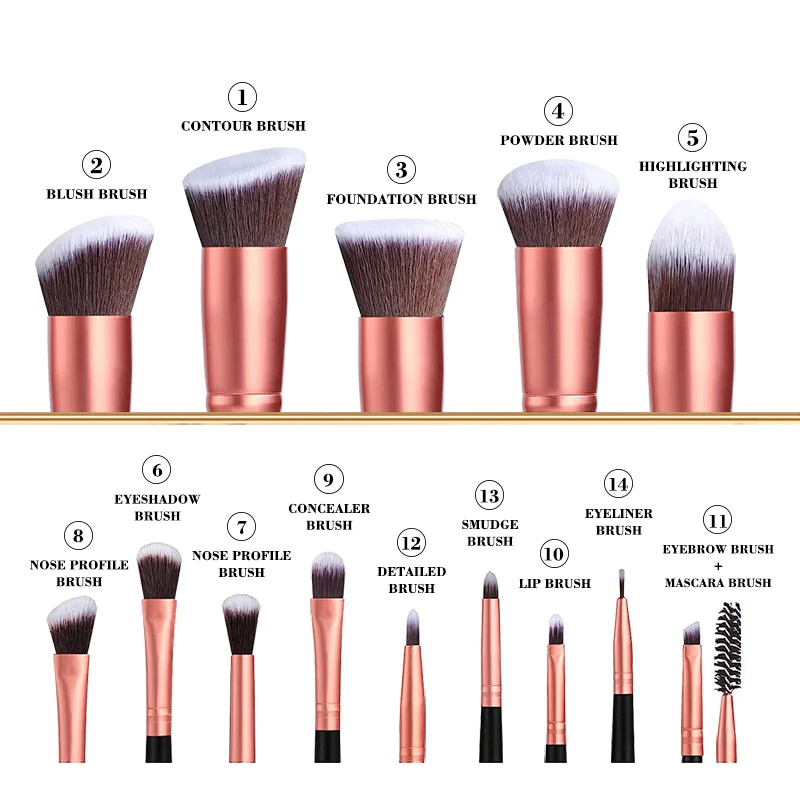 Newest 14Pcs Makeup Brushes Set Soft Cosmetics Foundation Powder Eyeshadow Makeup Brushes Professional Make Up Kit Beauty Tools