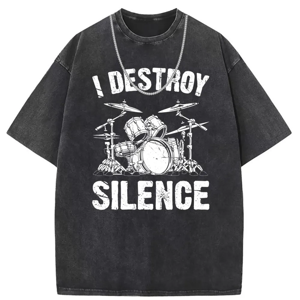 I Destroy Silence Drumming Vintage Drummer Drumset Drum Set T Shirt Men Sweatshirts Funny Long Sleeve Brand Novelty