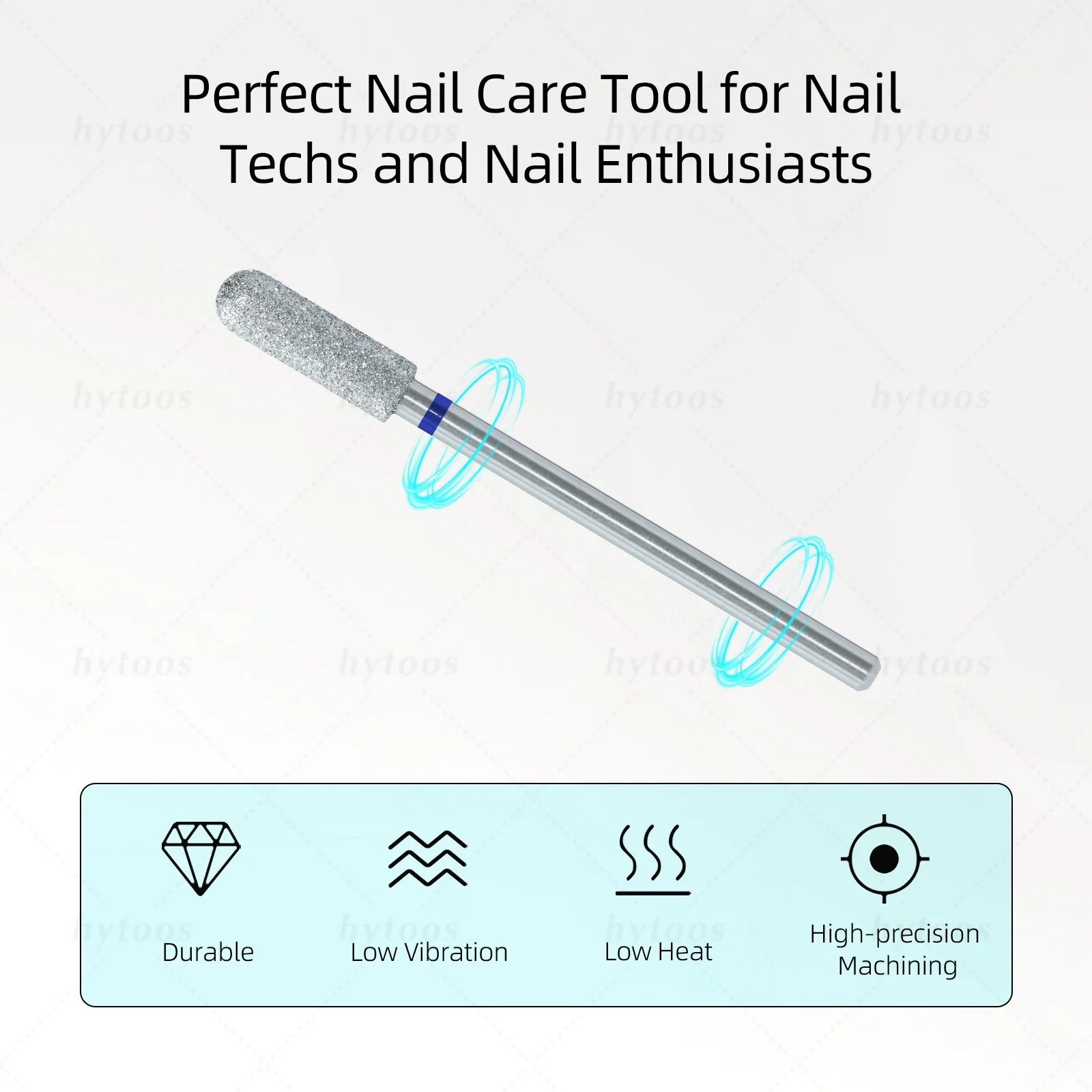 HYTOOS Chrome Diamond Nail Drill Bits Pro Russian Smooth Top Barrel Cuticle Bit for Nail Drill Dead Skin Cleaner Nails Prep Tool