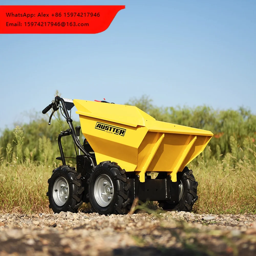 AUSTTER Loading 300Kg Self-propelled 4x4 6.5hp Gas Petrol Engine Powered Truck Mini Dumper Wheel Barrow For Building Site