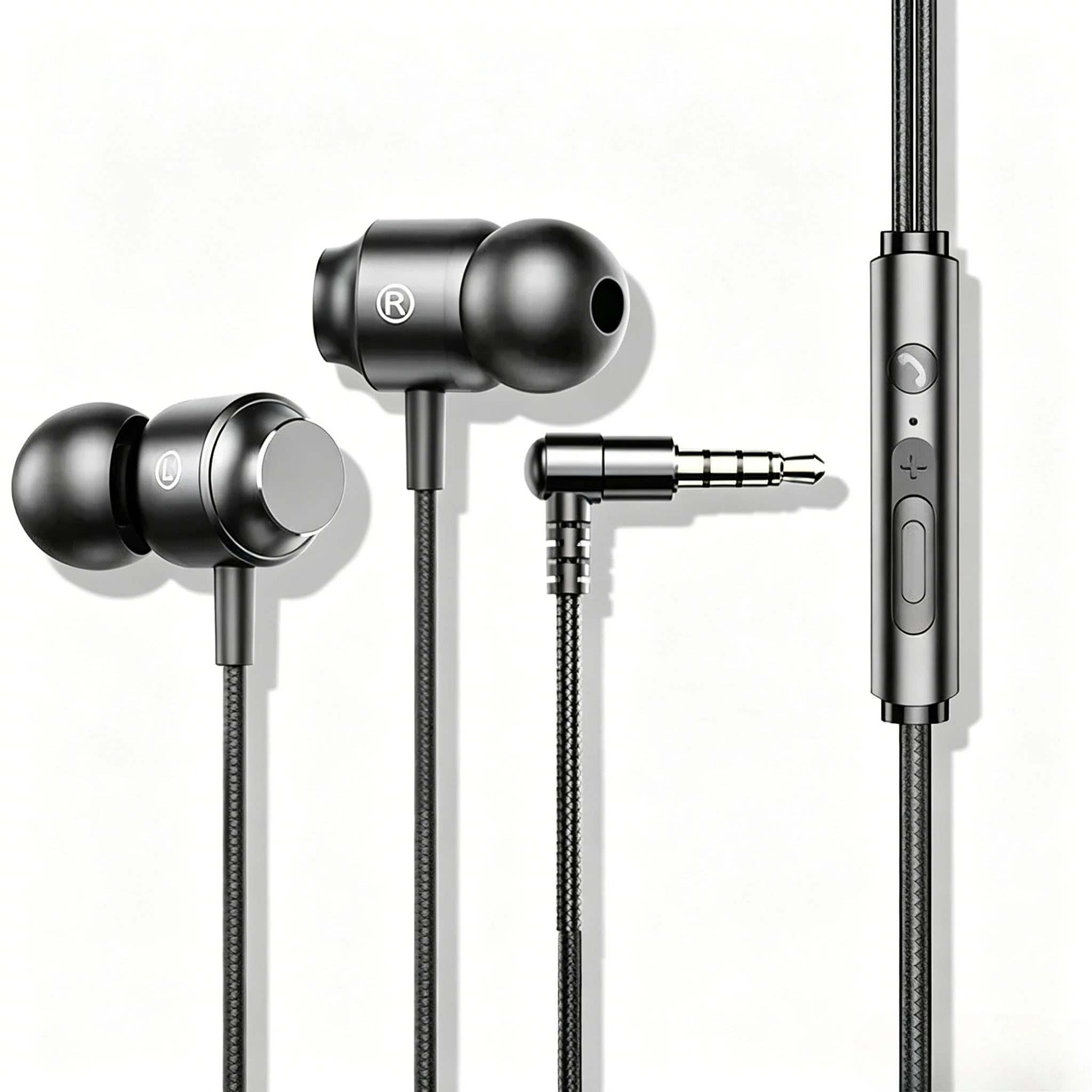 Fones de Ouvido Compactos com Fio para Jogos, Interface Dupla 3.5mm/Type-C, Som Surround HiFi Imersivo, Fones Intra-auriculares com Microfone Integrado