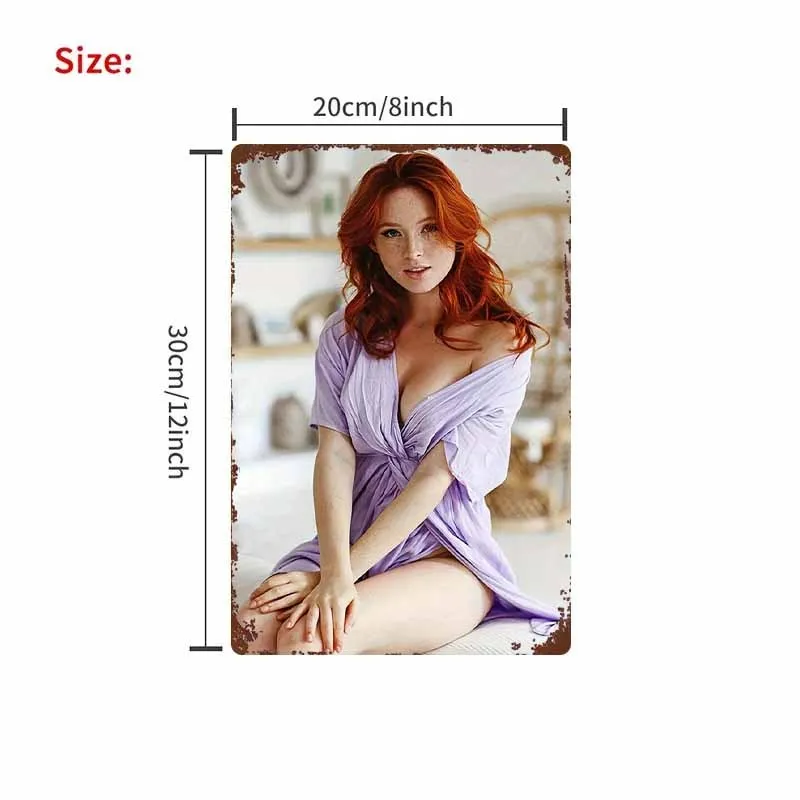 Retro Pin Up Girl Metal Sign High Quality Vintage Aluminum Wall Art Home Bar Gift