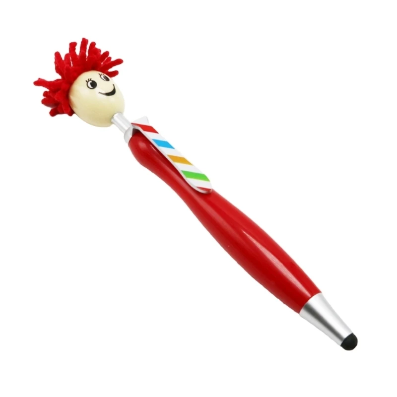 12 Pcs Funny Clown ABS Screen Cleaner Hair Different Colors Ballpoint Pen Employee Appreciation and Recognition Gifts