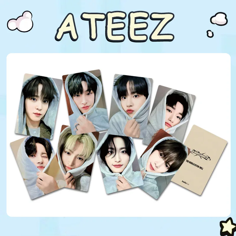 KPOP ATEEZ 8 pièces/ensemble carte photo spéciale de haute qualité INS Style Double face impression carte LOMO SAN MINGI YUNHO YEOSANG Fans cadeaux