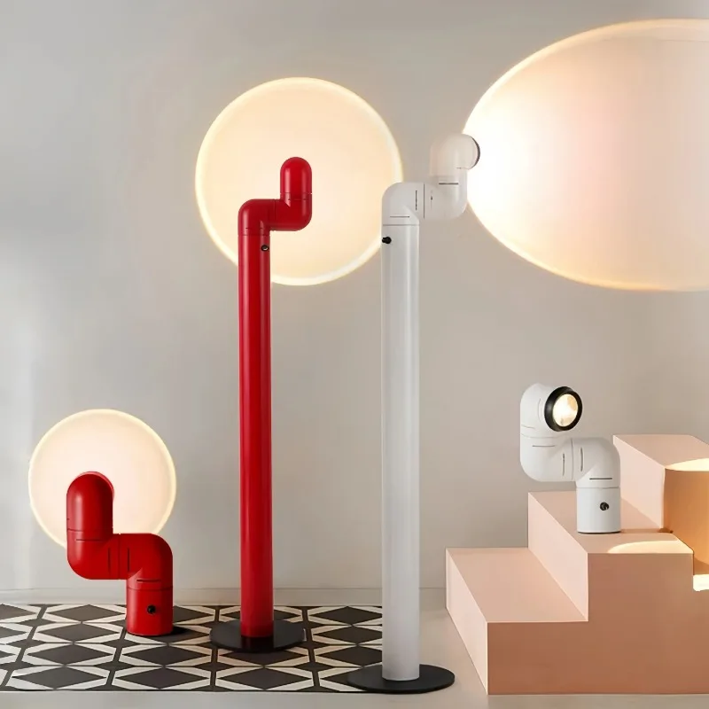 Spanish Simple Floor Lamps Designer Red White Water Pipe Standing Lights for Living Room Sofa Bedroom LED Lighting Wall Lights