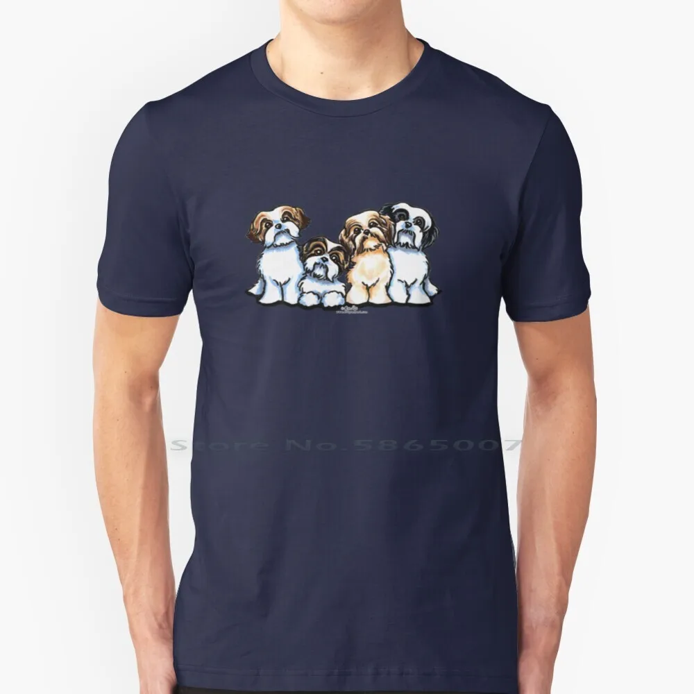 Four Shih Tzu T Shirt Cotton 6XL Puppy Cut Cartoons Shih Tzu Lover Ideas Dogs Dog Breed Funny Pets Puppies Shih Tz Mom Shih Tzu