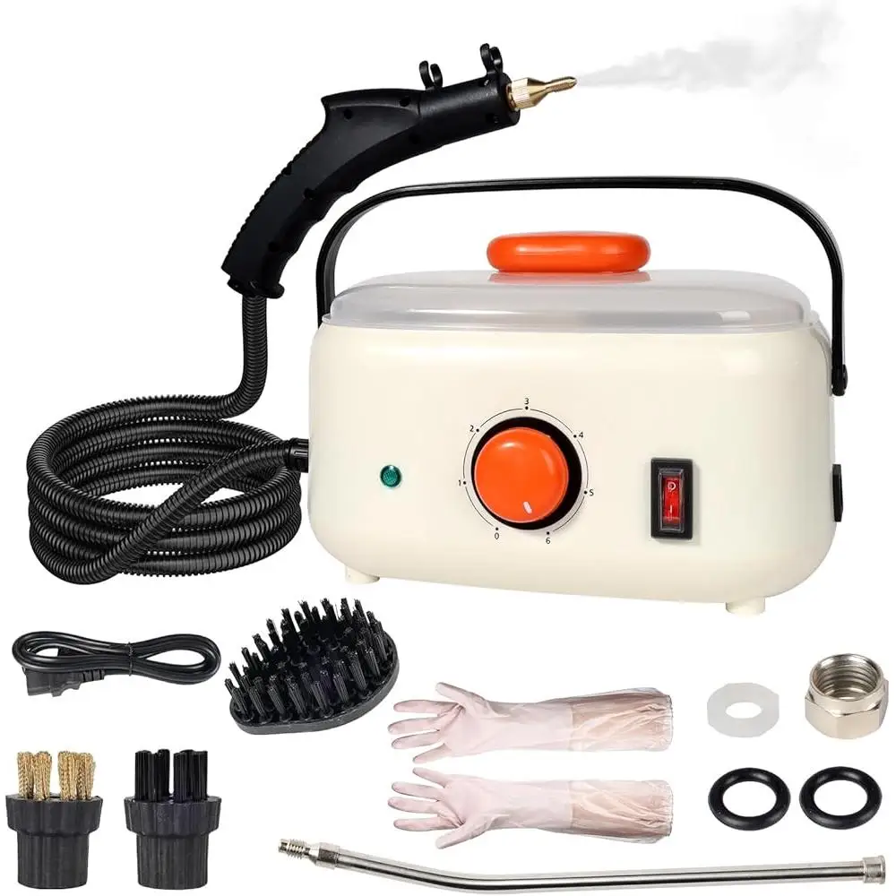 Handheld Steam Cleaner 1500ml High Pressure 2500W Portable Steam Machine with 3 Brush Heads Home Furniture Cleaning