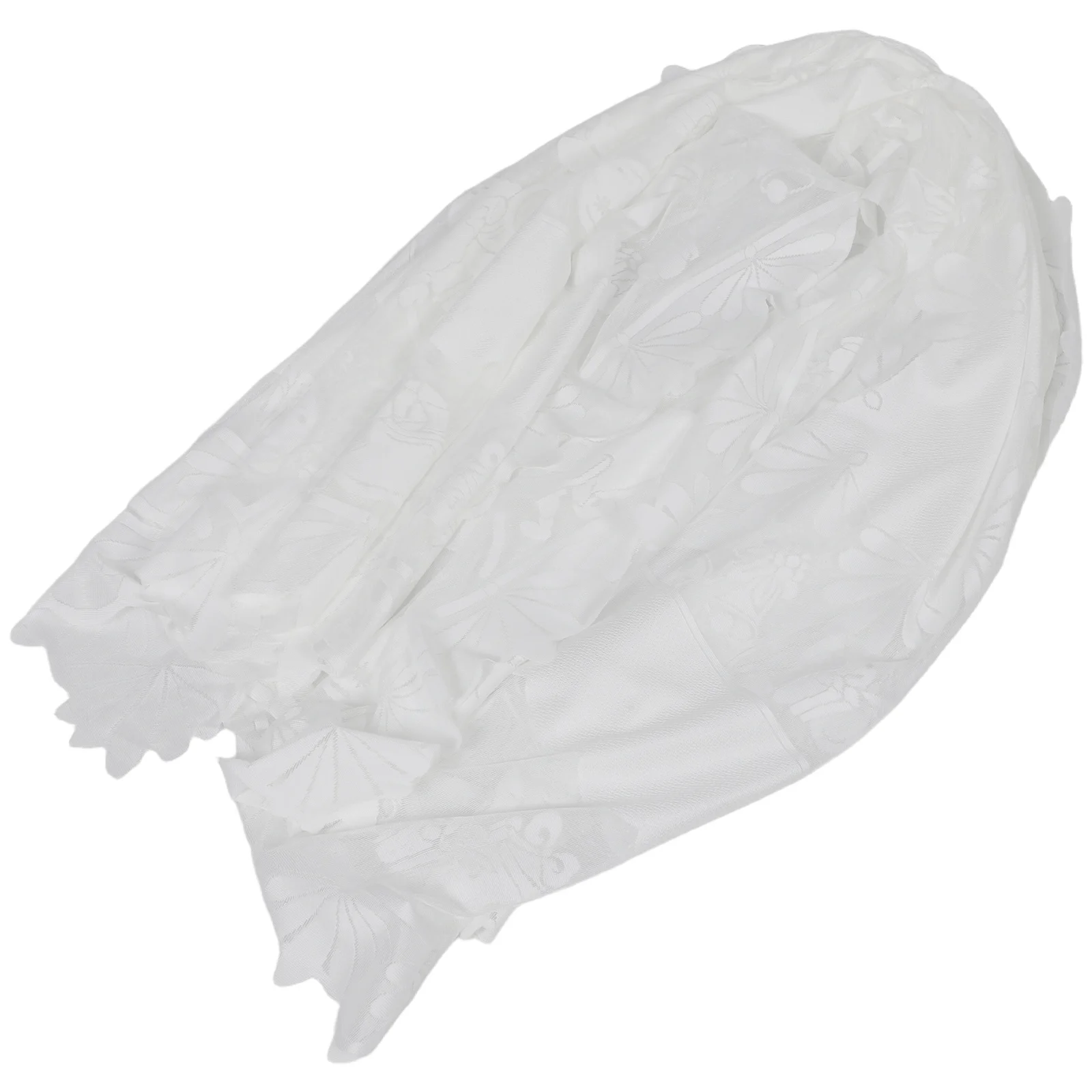 

140x220cm Christmas Lace Tablecloth White Rectangular Polyester Table Cover for Dining Room Holiday Party Wedding Decoration