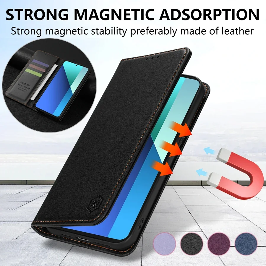 

Wallet Skin friendly Strong Magnetic Card Slot Flip Leather Case For Xiaomi 13T 11T Poco X6 C65 X5 Redmi 13C 12 12C 10C 9A 9C 9T