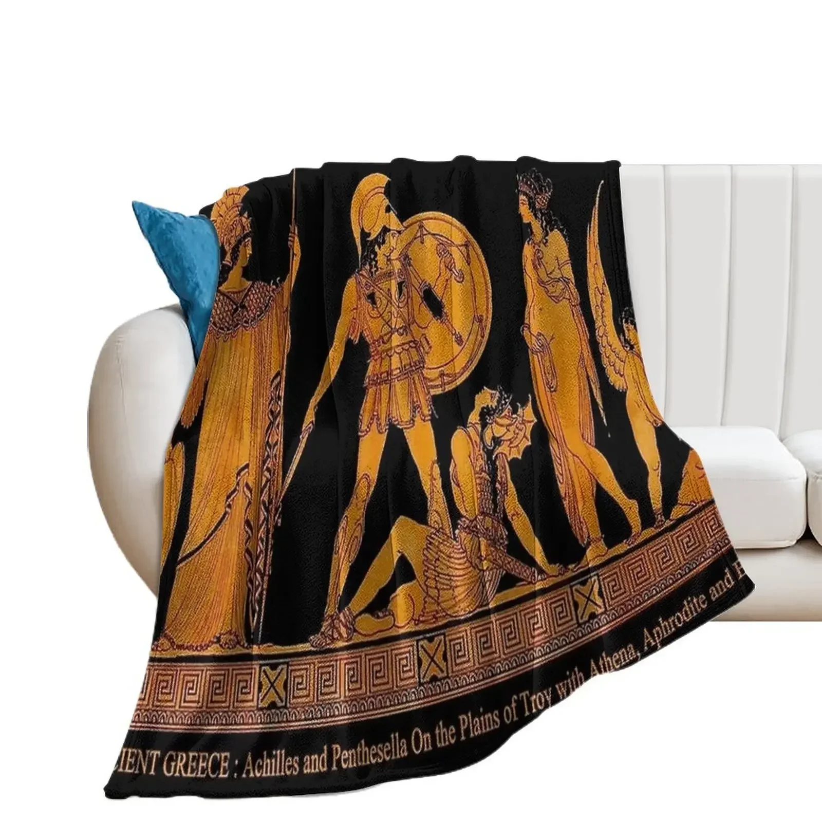 GREECEAncient God and Goddess Frieze Print Throw Blanket Soft Plush Plaid Winter beds Polar Blankets