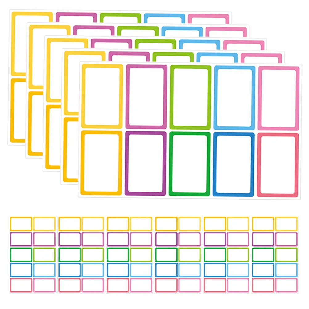 

10 листов цветных этикеток с цветными рамками, пустые наклейки-этикетки для сортировки, организации офиса и дома, многофункциональные клейкие именные этикетки