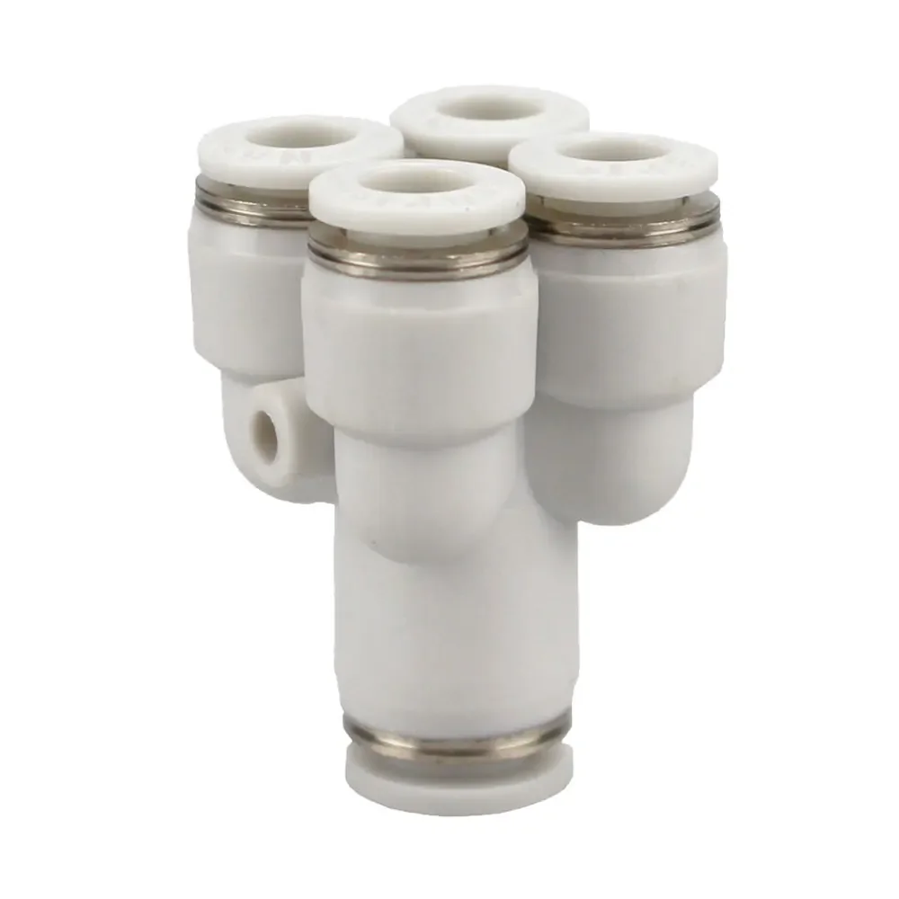 4 6 8 10 12mm Tube OD Y-Shaped 4 Ways Splitter Block Distribution Plastic Pneumatic Air Pipe Fitting Push In Connector