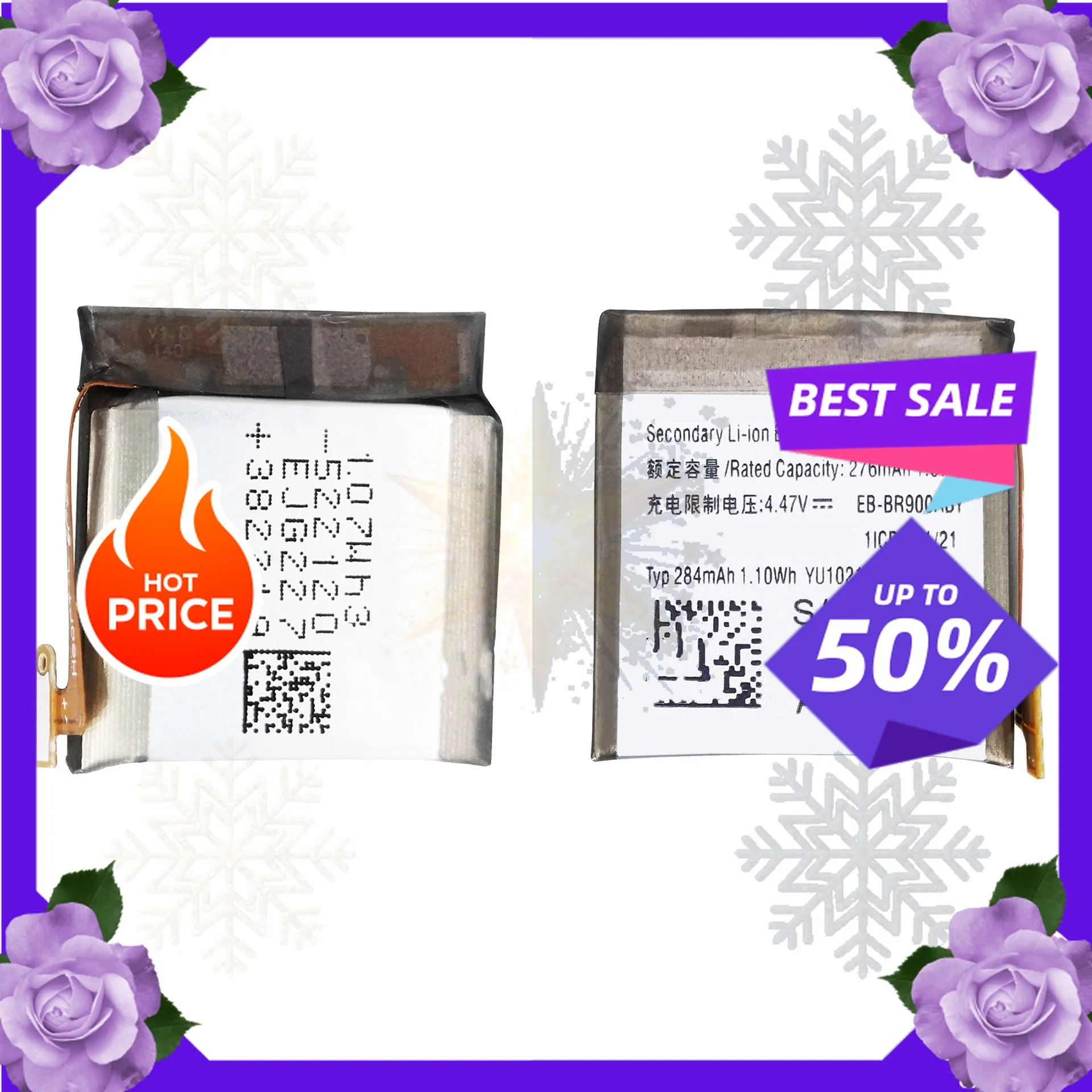 SWZY 3.88V 276mAh  EB-BR900ABY Replacement Battery for Samsung Watch 5 40mm/ SM-R900/905 Smart Watch Batteries