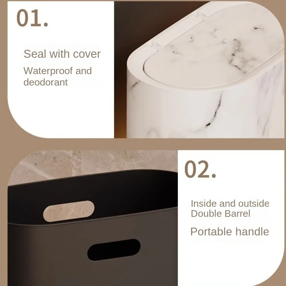 

Новые узкие мусорные баки для ванной комнаты, пресс-тип с крышками, мусорное ведро с мраморной текстурой, корзина для мусора для дома, в помещении, отеля