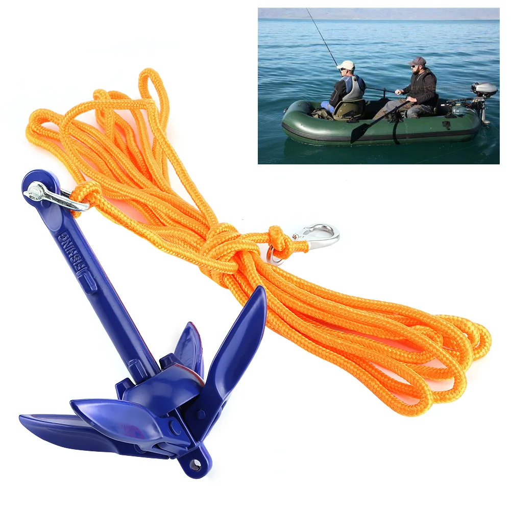 Boat  Folding  Marine Folding Anchoring Kit 4‑Tine  Rope Hook Watercraft  for Boats Kayak Canoe Sailboat