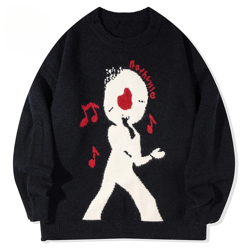 

Мужские свитера большого размера Y2K, уличная одежда, свитера с рисунком в стиле Харадзюку в стиле хип-хоп, вязаные джемперы, свободные повседневные свитера, трикотаж