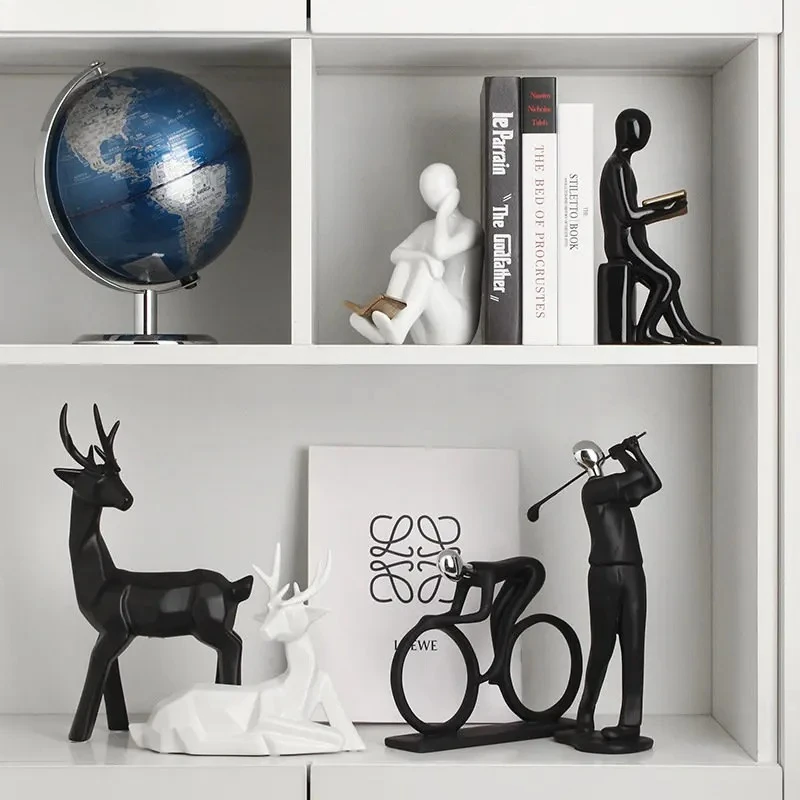 

Reader Shape Crafts Statue Ceramic Bookends Library Bookshelf Crafts Ornaments Minimalism Character Sculpture Creative Bookends