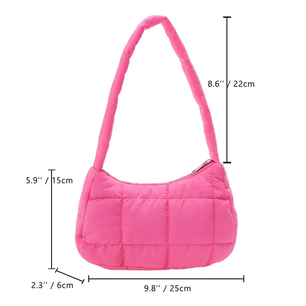 Winter Fashion Quilted Handbags Ladies Casual Cotton-Padded Bags Solid Color Small Top-Handle Bags Women Underarm Shoulder Bags