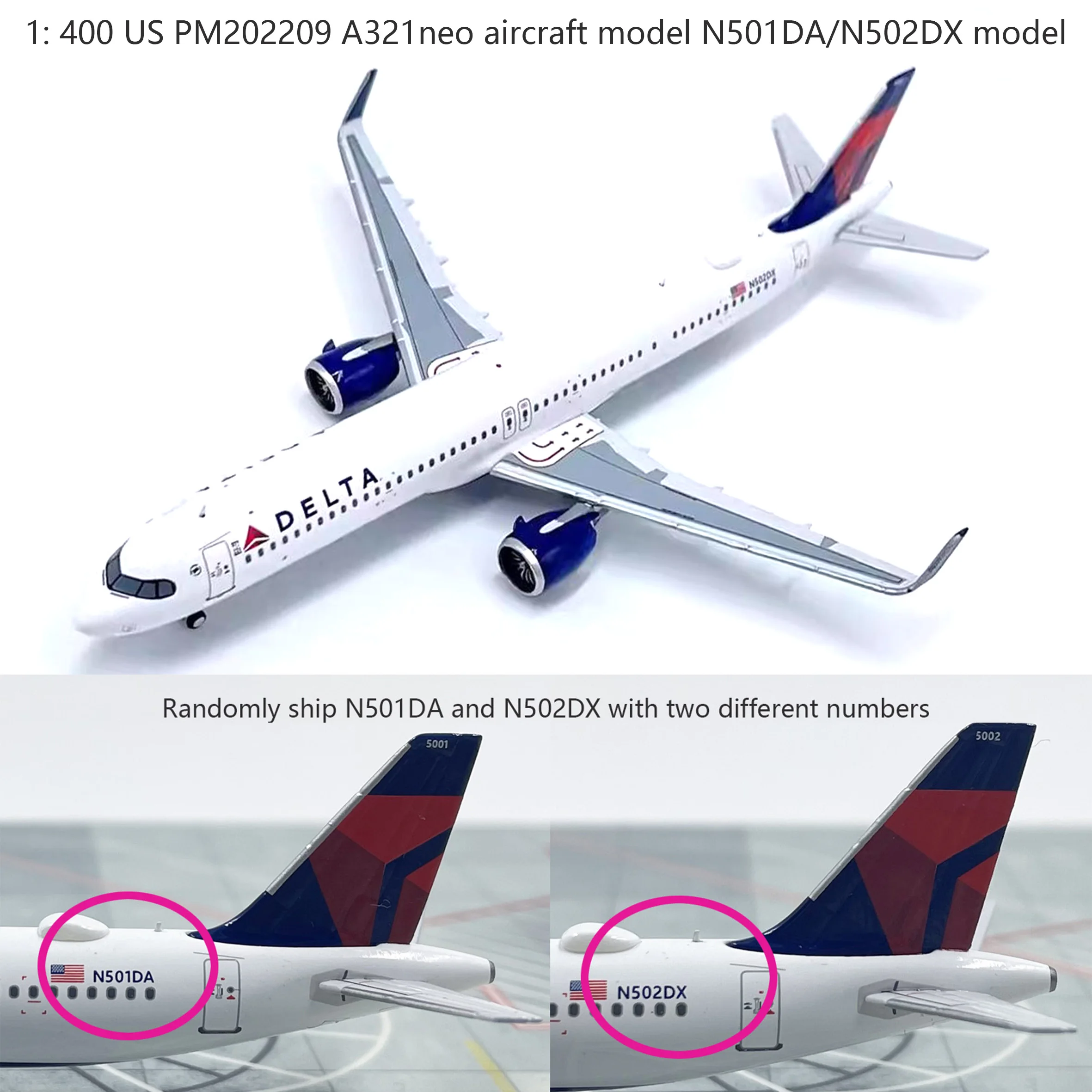 1: 400 US PM202209 A321neo aircraft model N501DA/N502DX model  Alloy finished product collection model