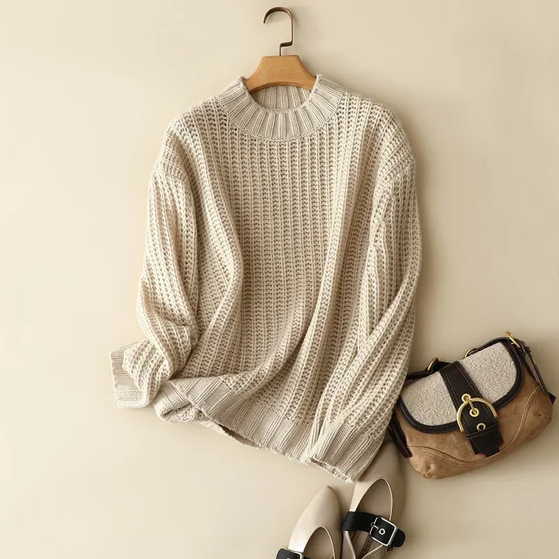 new styles winter cashmere wool sweaters turtleneck women long sleeve thick pullovers knitted oversized chic knitwear tops