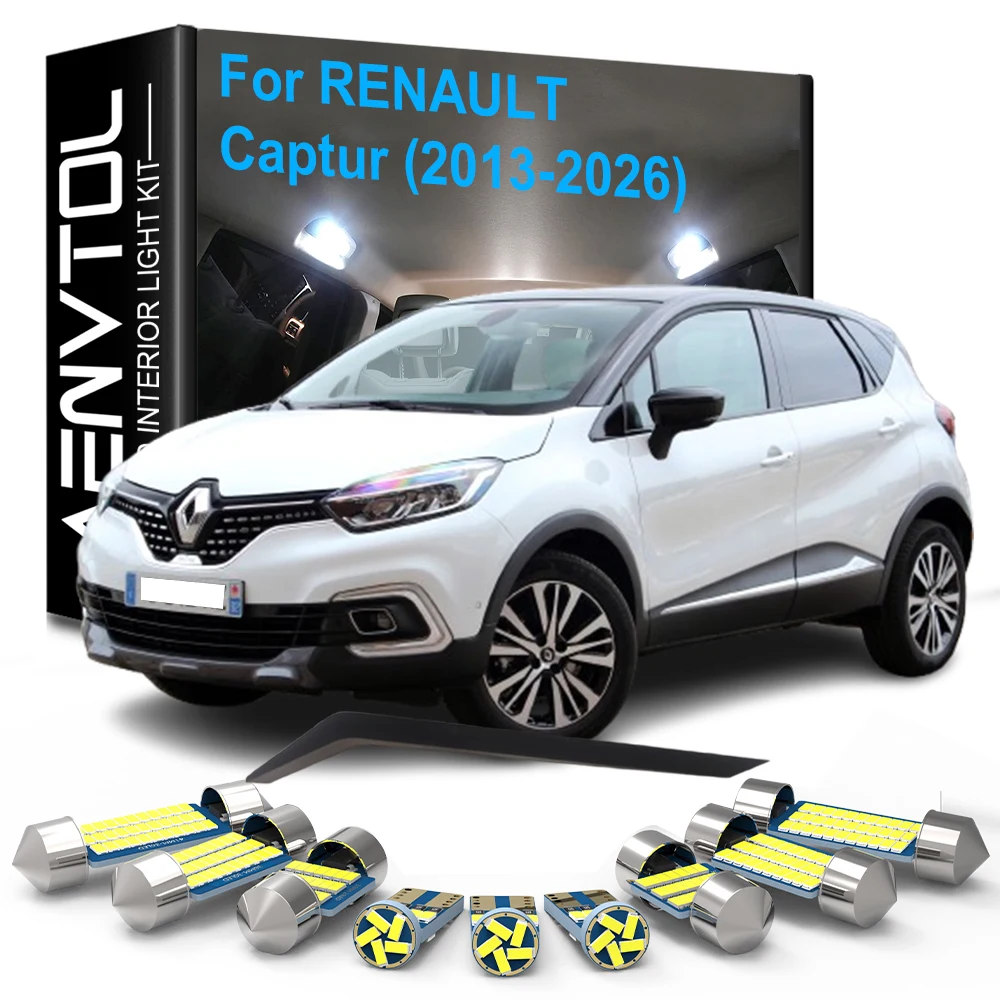 11pcs Car LED Interior Lights Canbus For Renault Captur 2013-2026 Vehicle Dome Reading Vanity Mirror Trunk License Plate Lamps