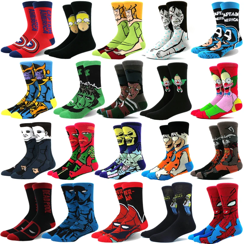 1 pair of new men\'s anime movie women\'s socks cotton stockings men\'s role-playing calf socks crew personality hip-hop fun socks