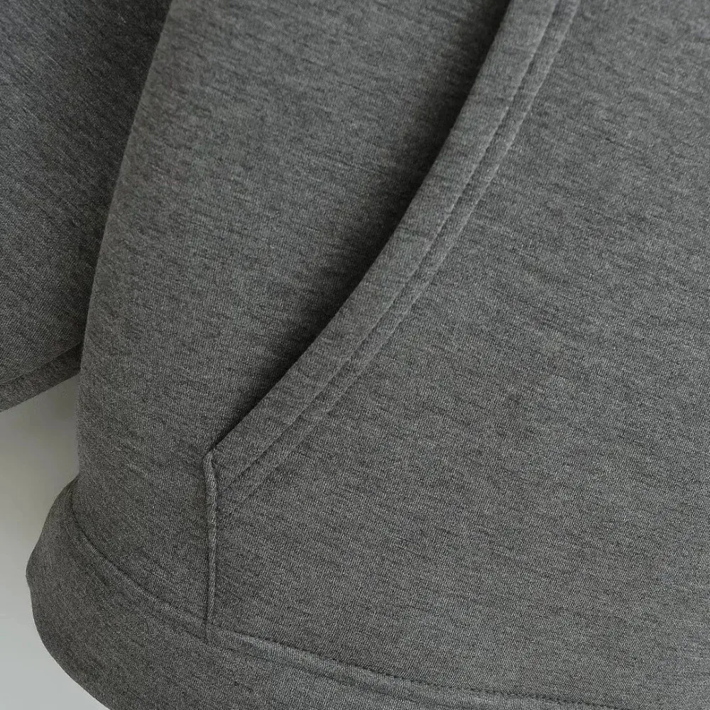 Einfacher, lockerer Oversize-Hoodie, Sweatshirt, einfarbiger Mantel, Streetwear, Hoodie mit Reißverschluss, schicke Kapuzenjacke, lässig – Detail 9