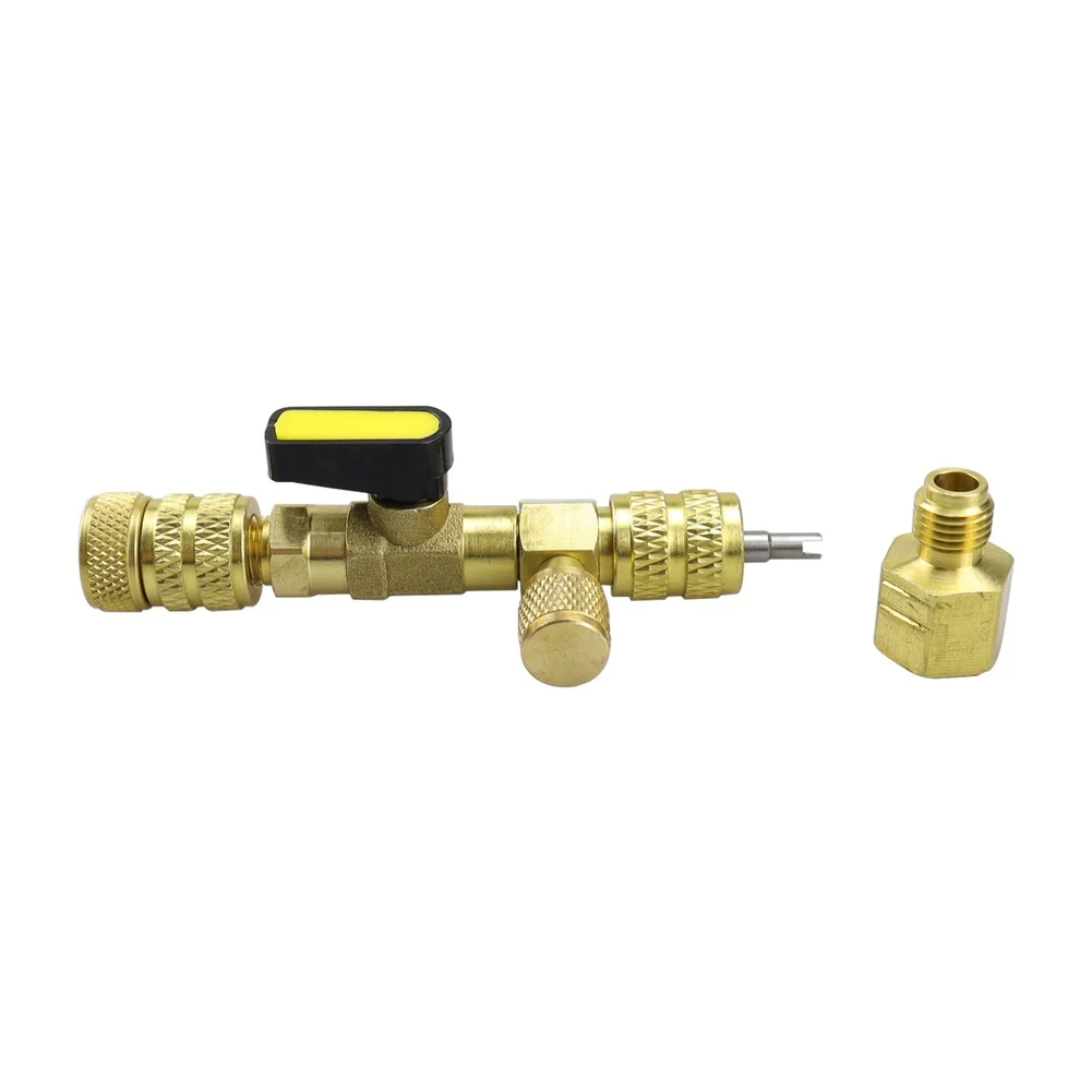 Aircon Valve Core Remover Installer Kit Copper Valve Core Grabber Ball Valve Handle Works With R22 R410a Includes 20 Valve Cores