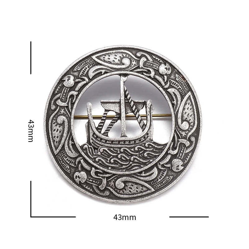 Retro Celtic Warship Brooch Men\'s Punk Trend Amulet Jewelry Motorcycle Riding Lapel Pin Accessories