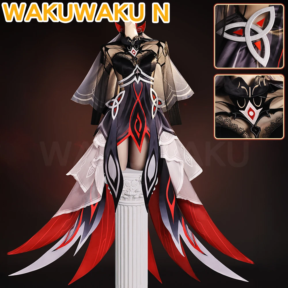 AUF LAGER Ronova Cosplay Spiel Genshin Impact 【S-3XL】WakuWaku-N Damenkleid Ronova Ruler of Death Halloween Cosplay Plus Size