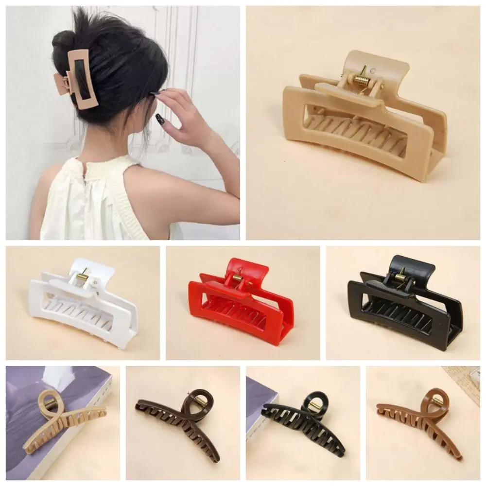 Safe Silicone Shark Clip Korean Style Square Straight Line Shaped Hair Claw Simple Creative Solid Color Shark Clip Work