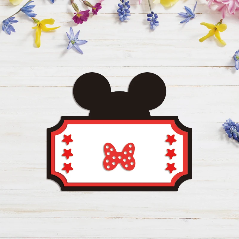 Myszka Miki z kokardką wykrojniki Disney Punch Diecut dla majsterkowiczów Scrapbooking tłoczenie kart papierowych rzemiosło nowy 2022 przyjazd