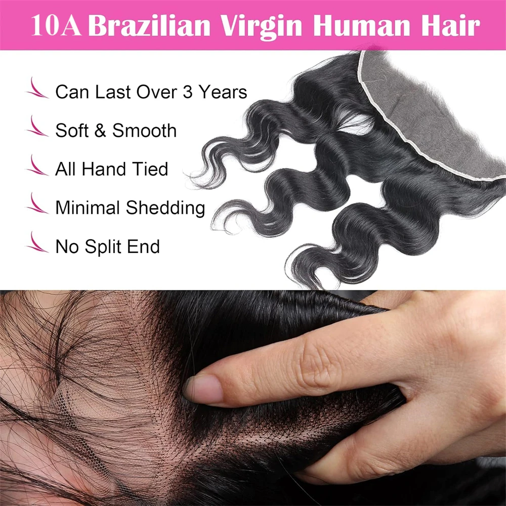 Körper wellen bündel menschliches Haar mit frontalen brasilia nischen Bündeln mit 13x4 hd Spitze frontal remy menschliches Haar weben Verlängerungen 3 Bündel