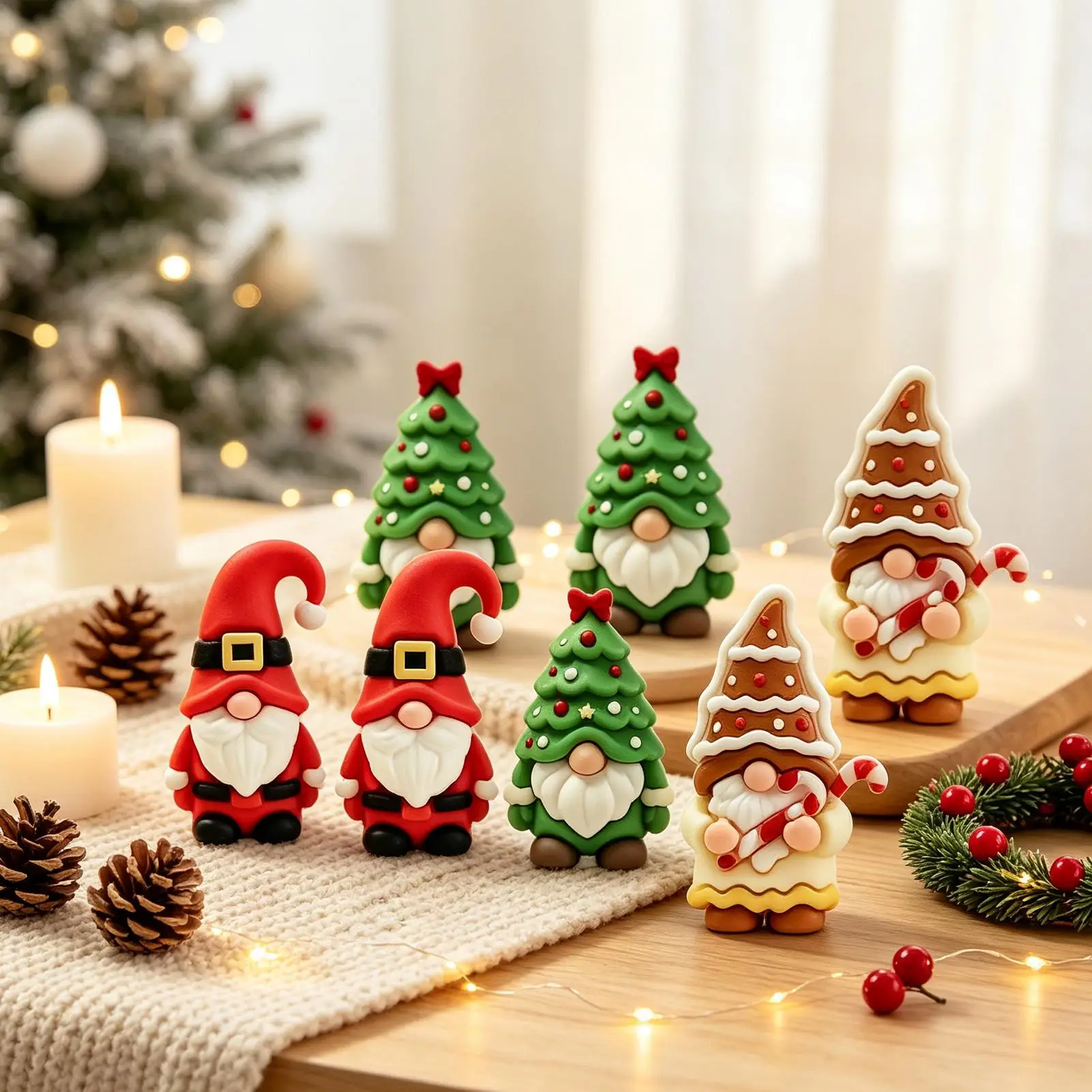 Gnome Figurines 30 Pieces Christmas Mini Desktop Ornaments Miniature Festive Sculptures Mini Santa Doll Party Home Office Decor