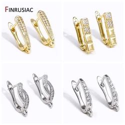 Earrings Making Supplies 18K Gold Plated Brass Zircon Shvenzy Earwire Earring Hooks For DIY Women Earring Making Accessories