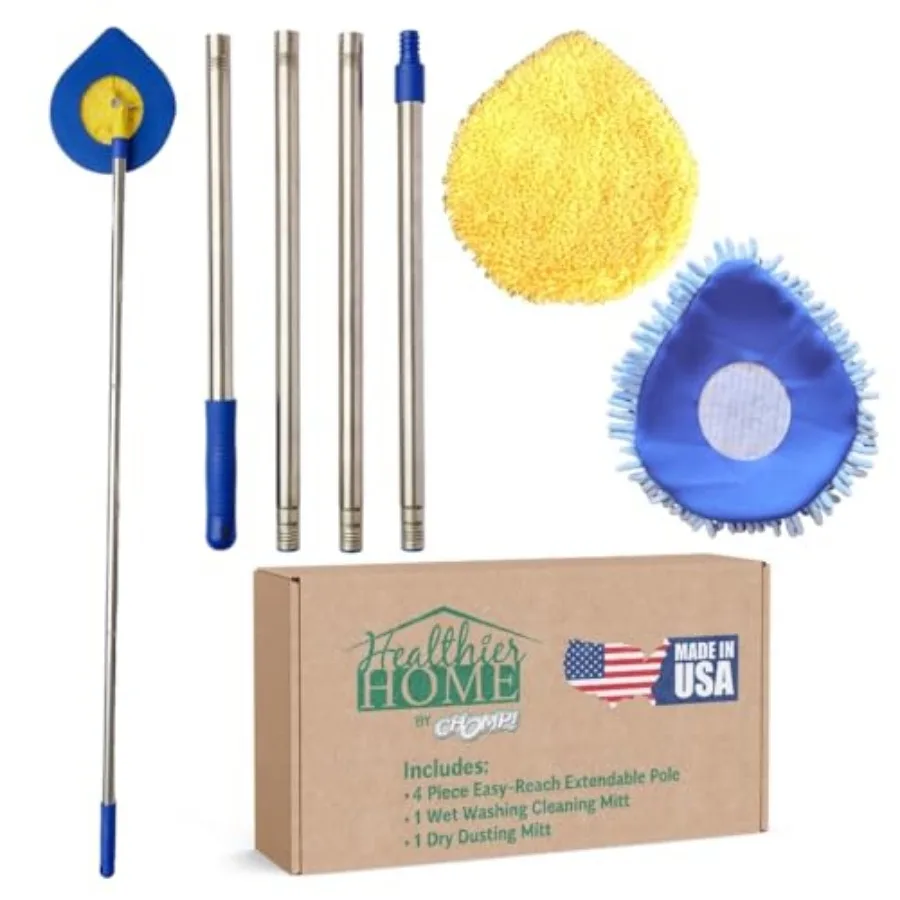 

CHOMP Long Handle Wall Cleaner 5 Minute CleanWalls Extendable Wall Washer Ceiling Cleaner Baseboard Duster Telescoping Dry Dust