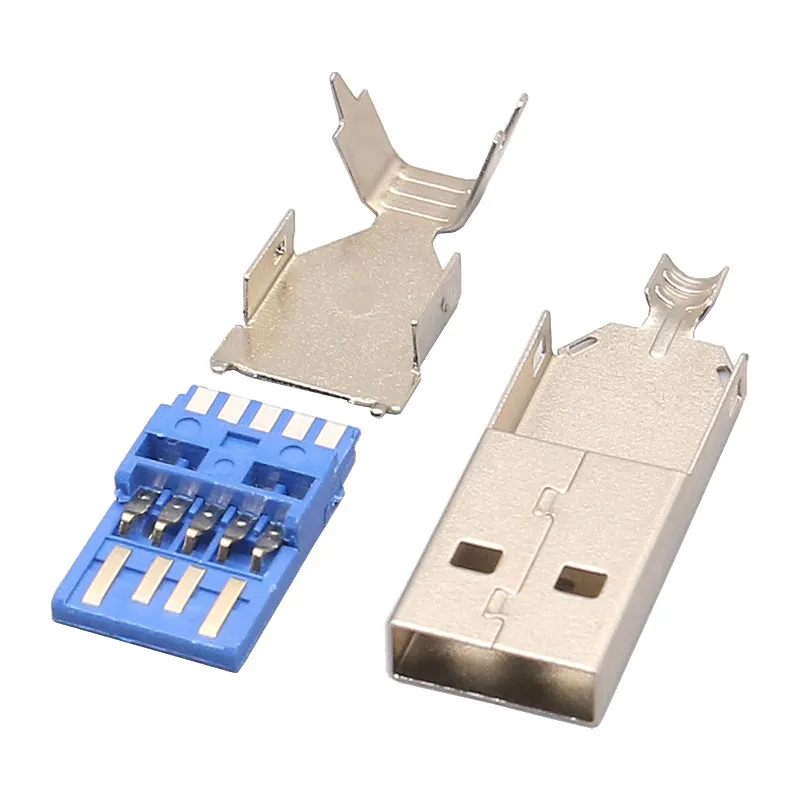 10PCS DIY USB 3.0 Male Connector USB Jack Soldering Type Line Tail Socket 3 in 1 High Speed USB 3.0 Jack Male Charging Socket