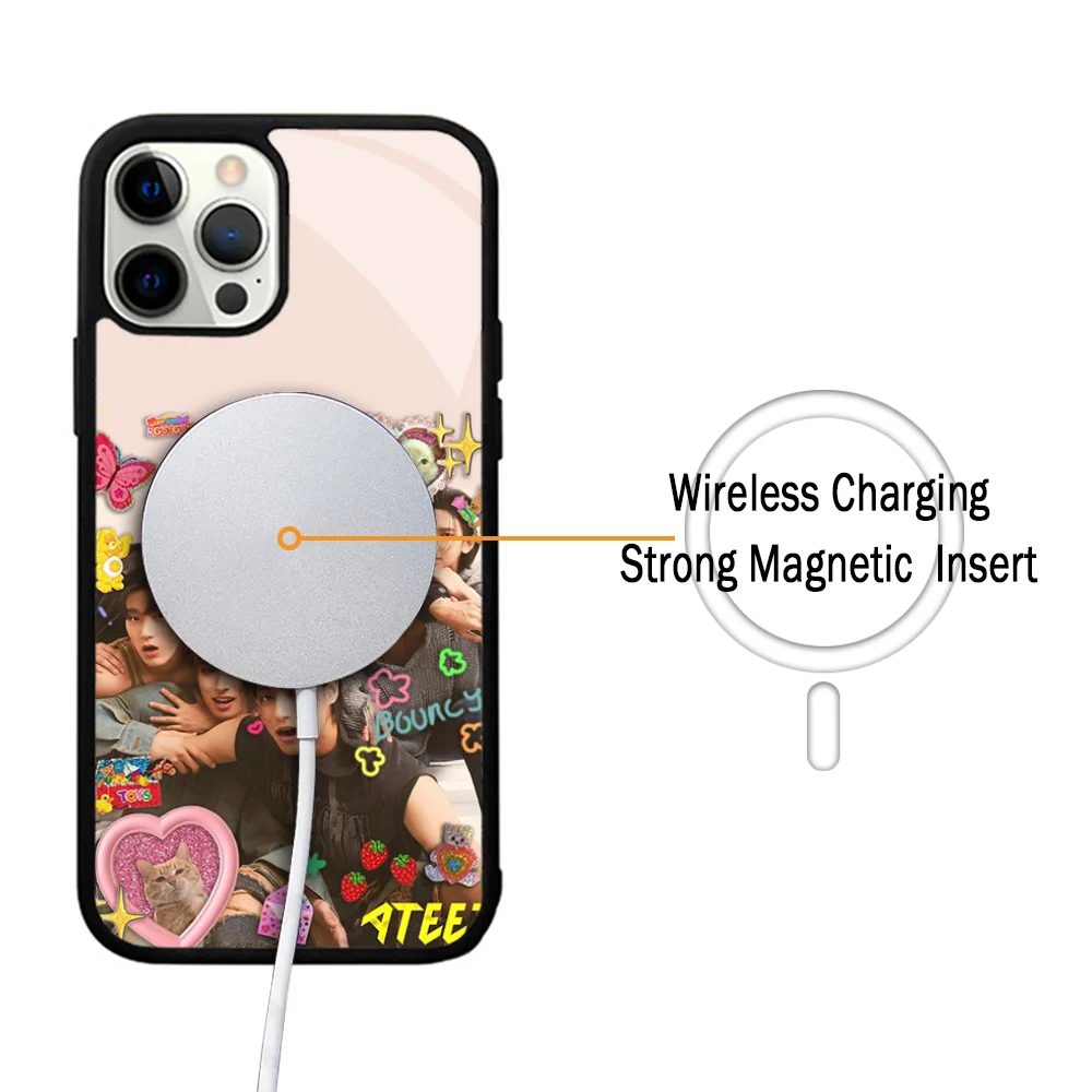 KPOP ATEEZ Phone Case For IPhone 11 12 13 14 15 Plus Pro Max Mirror Acrylic Cover For Magsafe