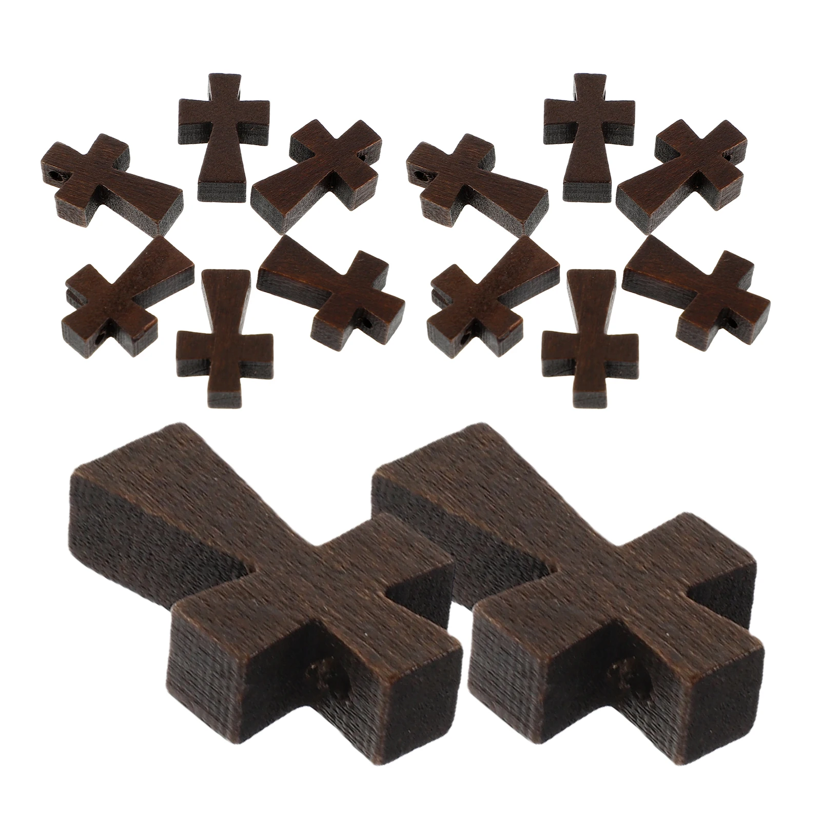 

150pcs Wooden Cross Charms Jewelry Making Craft Beads Brown Small Pendant for Bracelet Necklace Keychain DIY Wood Crucifix