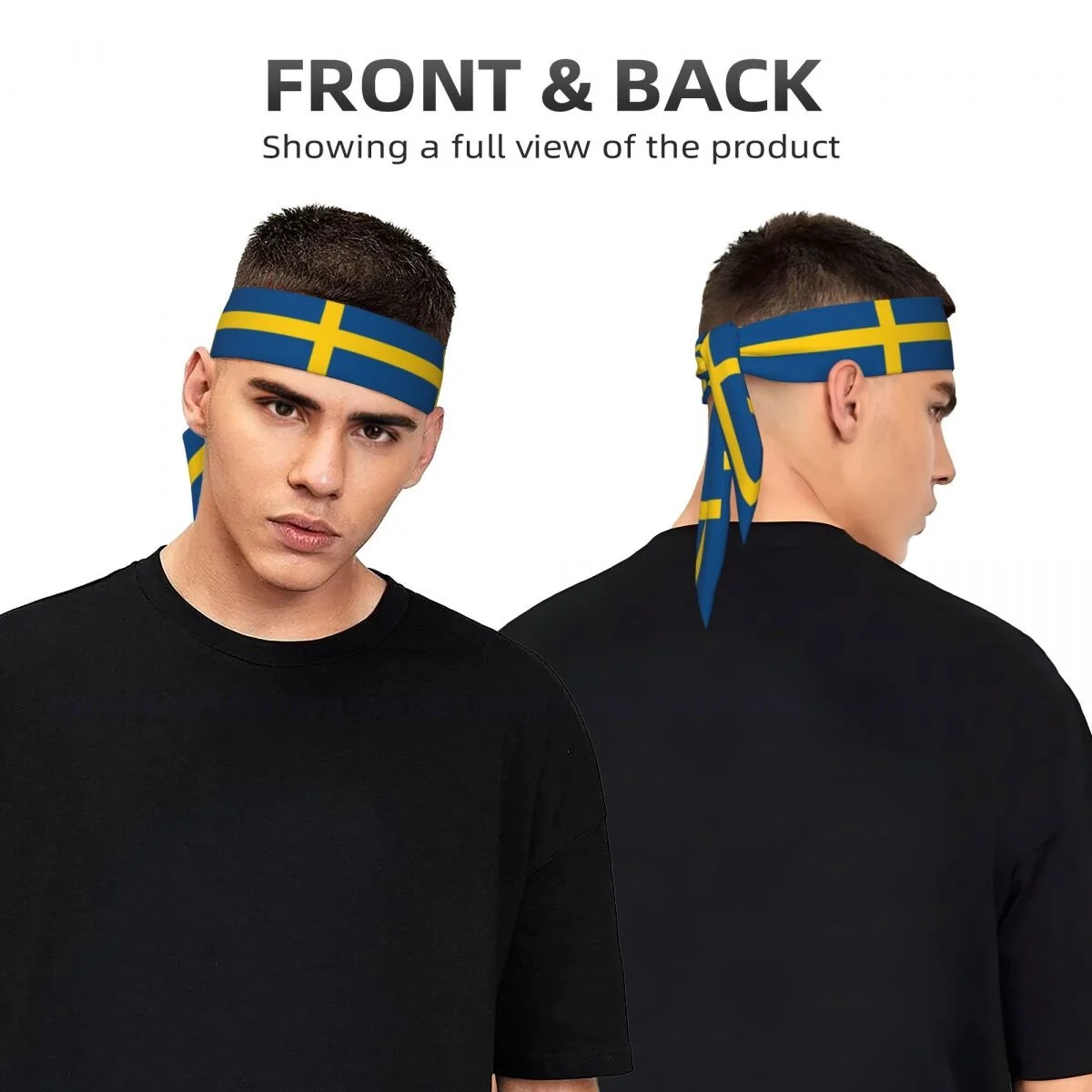 Bandanas Hairband Head Tie Sweden Flag Sports Headband for Running Tennis Karate Athletics Brief Style