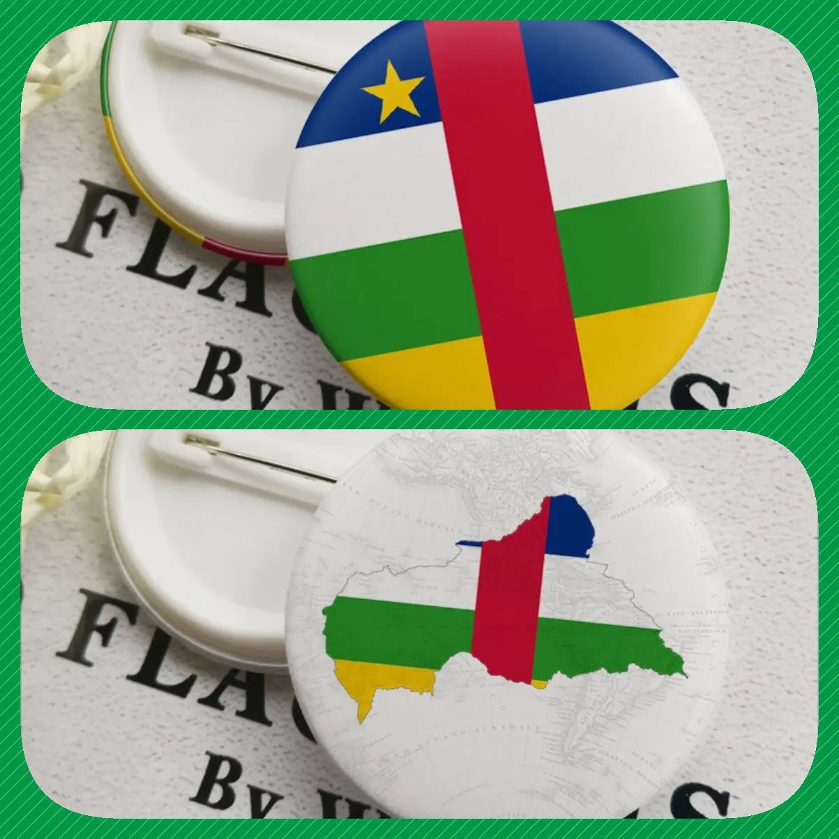 بروش خريطة جمهورية أفريقيا الوسطى ، الشعار الوطني ، شارات الخريطة ، دبابيس طية صدر السترة