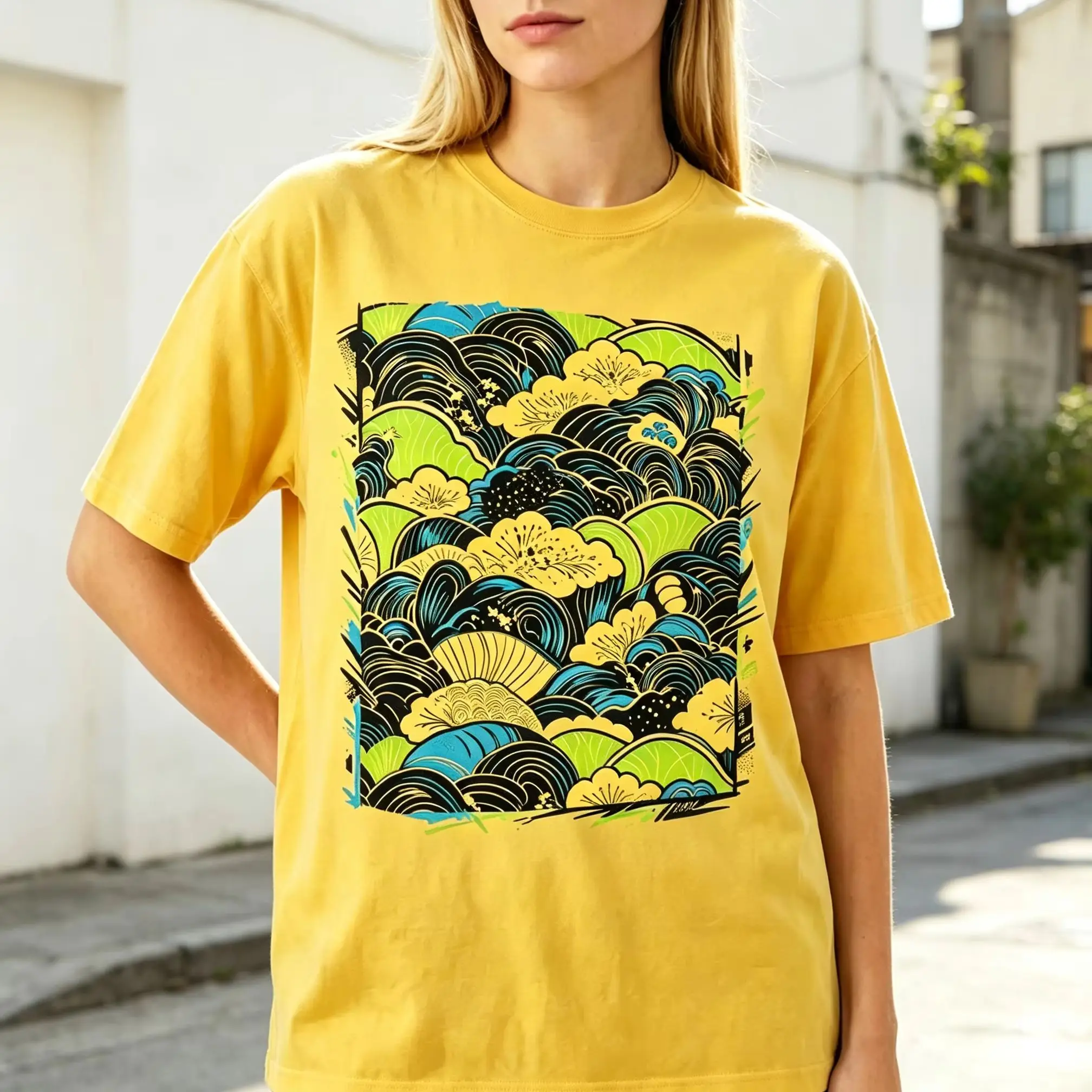 Japanese Ukiyo‑e Wave Cherry Blossom Graphic T‑Shirt, Retro Oriental Art Casual Short Sleeve Tee For Men Women