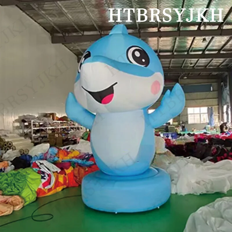 

Inflatable cute sharks with blowers, animal-based air models, outdoor activity decoration props